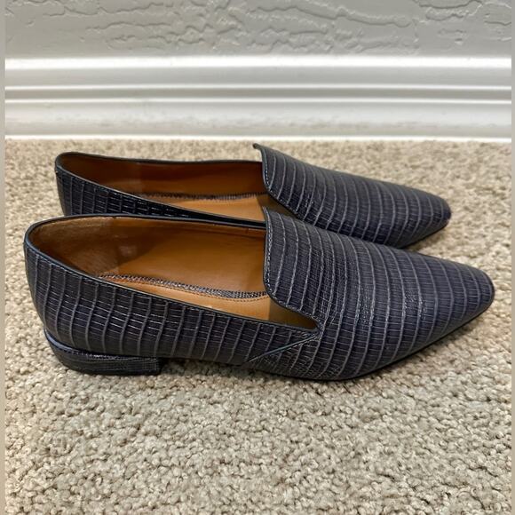 Franco Sarto Shoes - FRANCO SARTO | Steel Blue Croc Embossed Leather Loafers Flats | Women’s Size 5.5